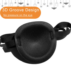 Close-up of adjustable strap for adult pirate eye patch for left and right eye