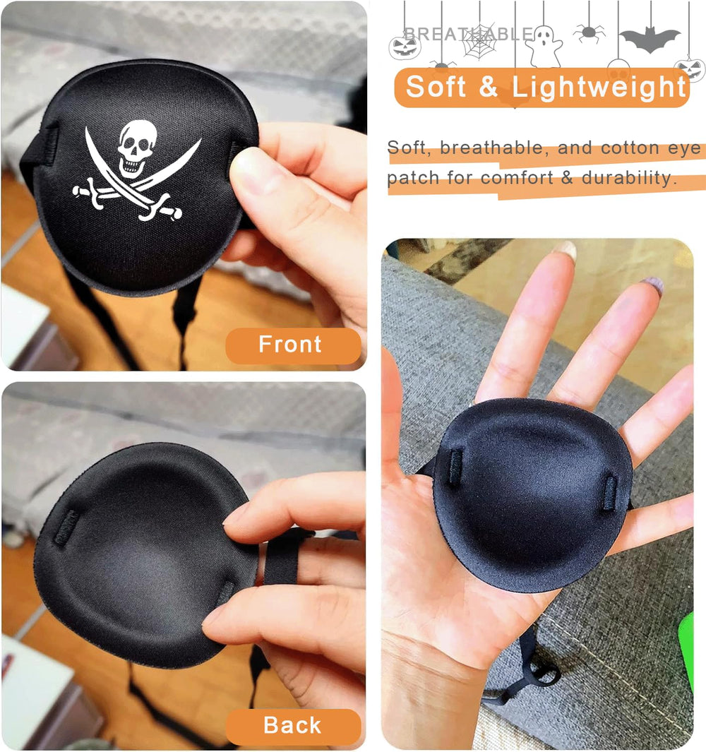 Pirate eye patch dimensions 7.5 x 7 cm (2.95 x 2.76 inches) fits over glasses