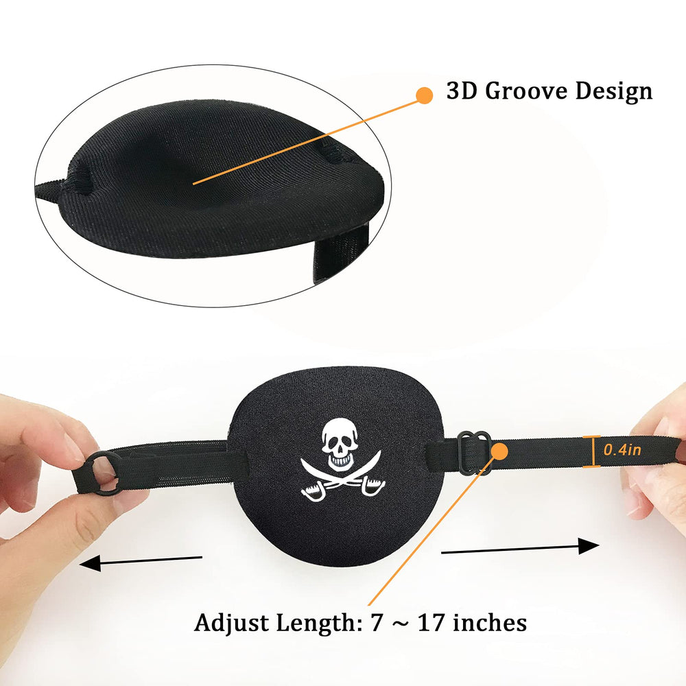 Skull and crossknives design on black pirate eye patch