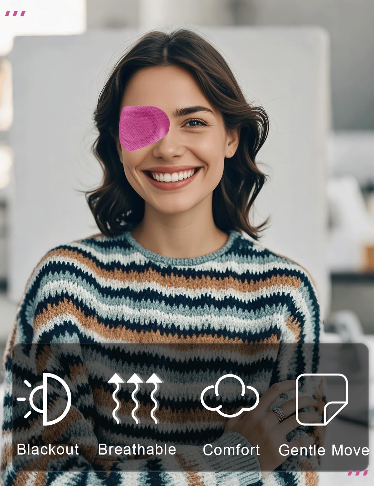 Child wearing a rose THSIREE eye patch during use