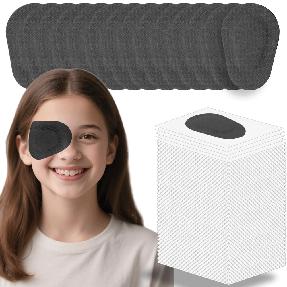 THSIREE black eye patch for kids—soft non-woven cotton, breathable and gentle on skin