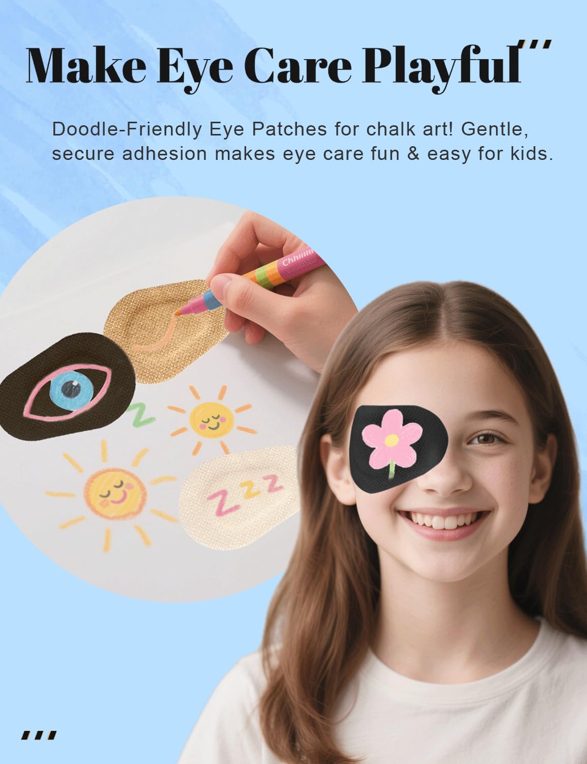 Breathable, latex-free adhesive eye patch for children