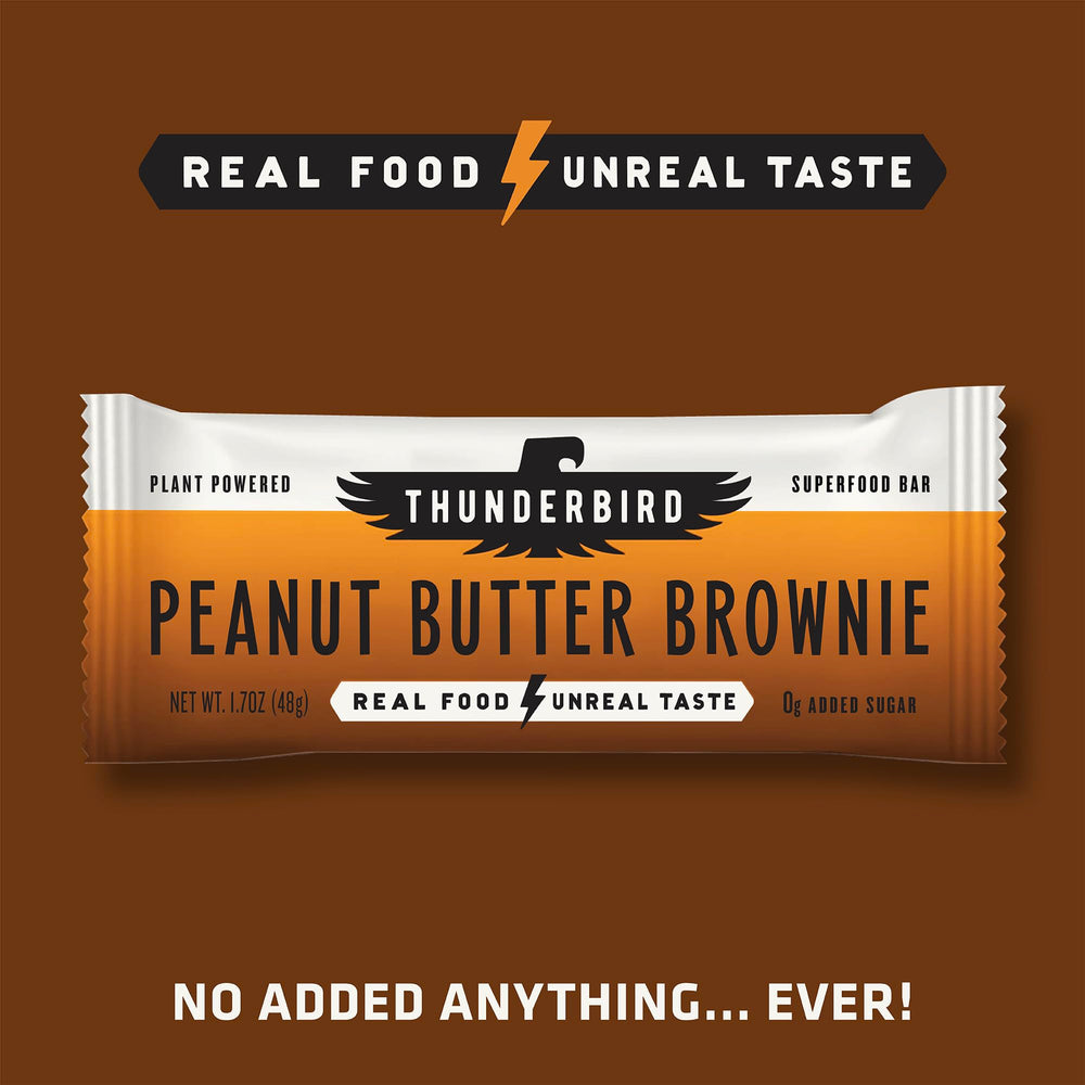 Thunderbird Real Food Bars no-added-sugar label—clean snack option for mindful snacking.