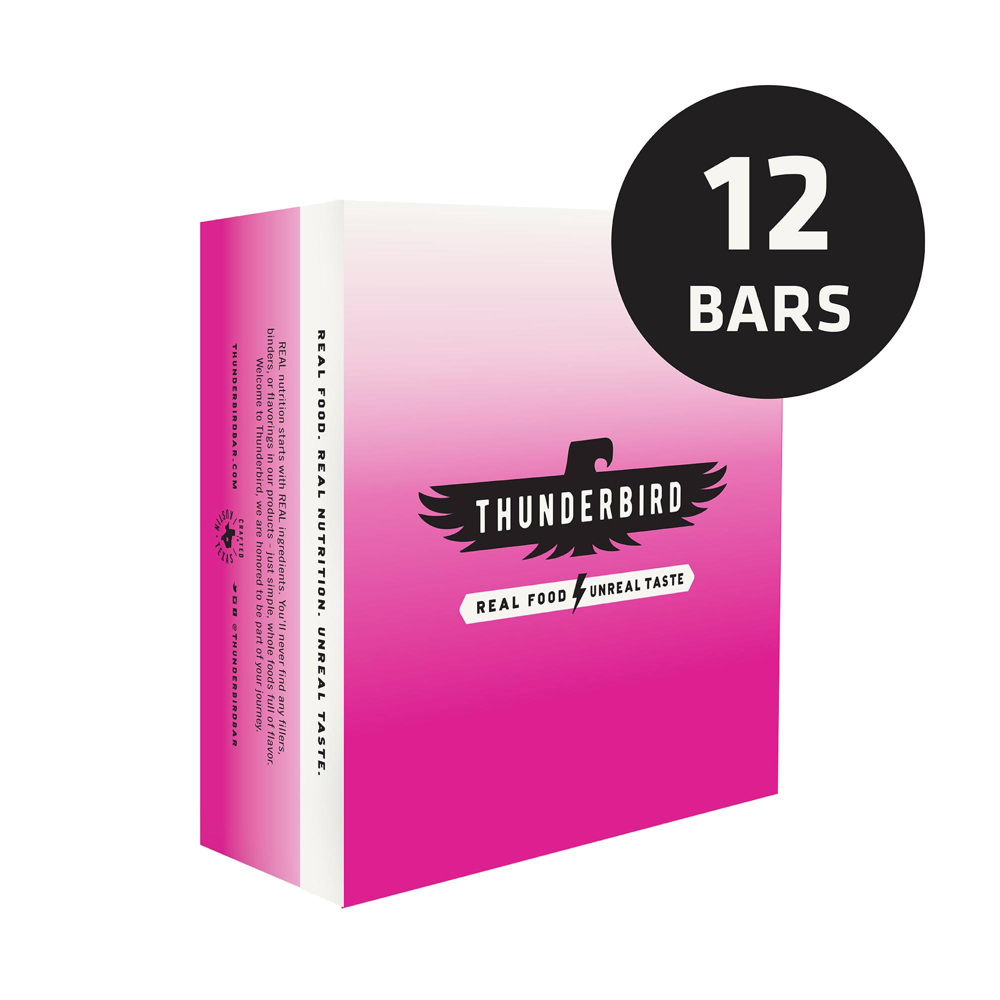 Thunderbird Bars protein-and-fiber-closeup reveals chewy bite and plant-powered nourishment.