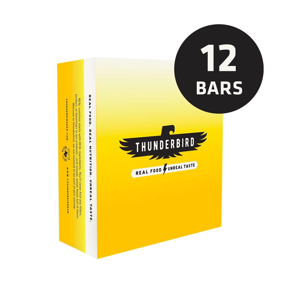 Thunderbird Bars vegan non-GMO label signals clean, plant-based ingredients for conscious shoppers.