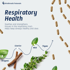 Ingredients shown: thyme, green tea leaf, and licorice