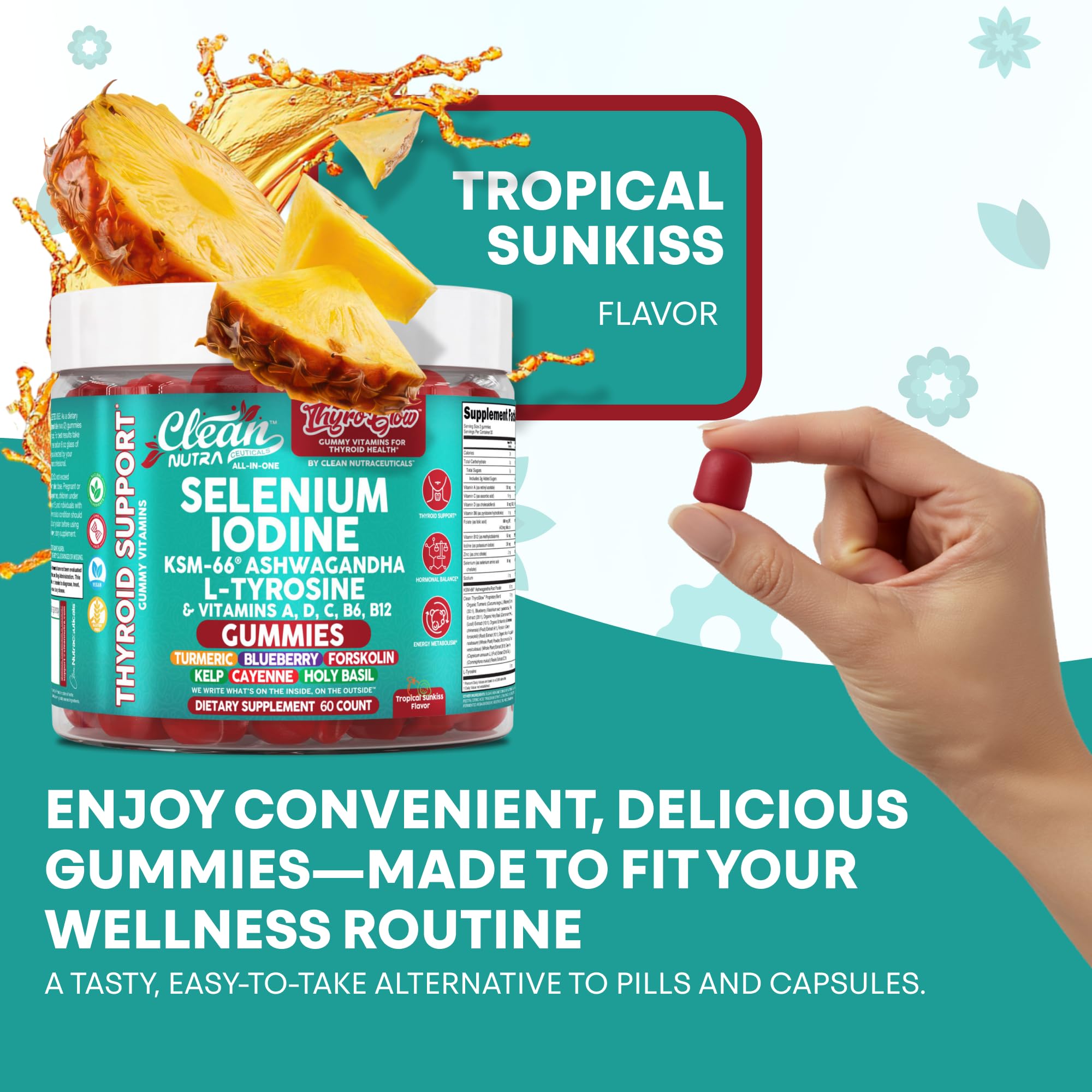 Vegan, gluten-free gummy supplement with natural flavors