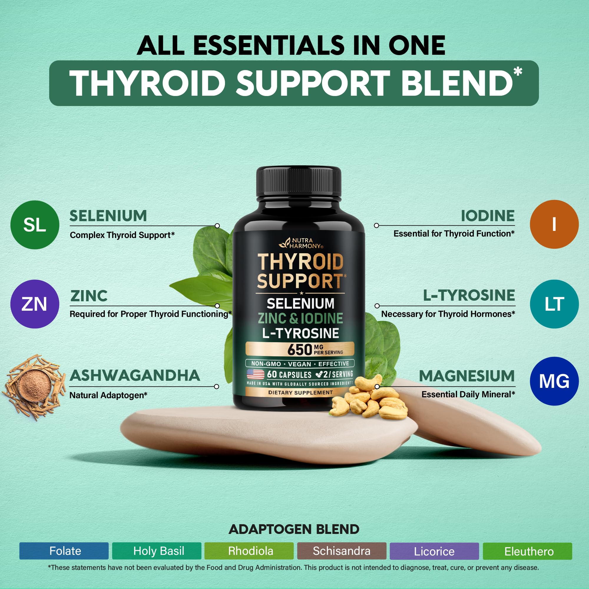 Vegan non-GMO thyroid support with astragalus and cayenne