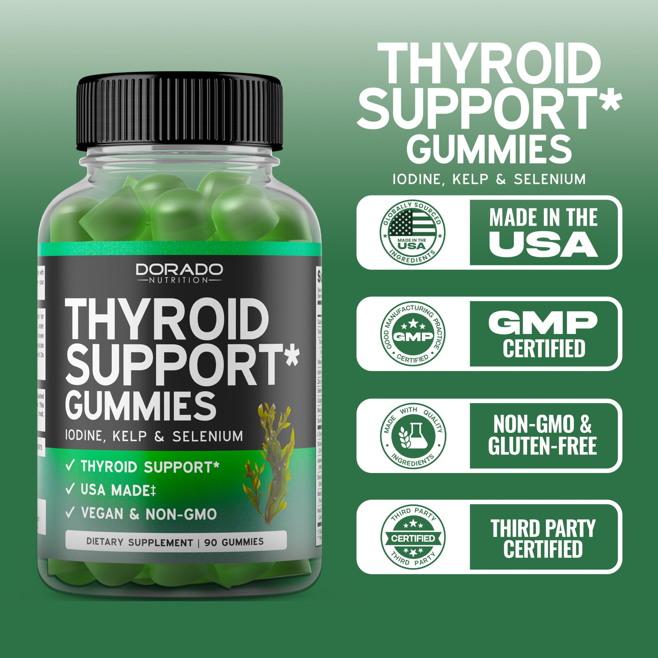 Serving of Apple-flavored Thyroid Support Gummies