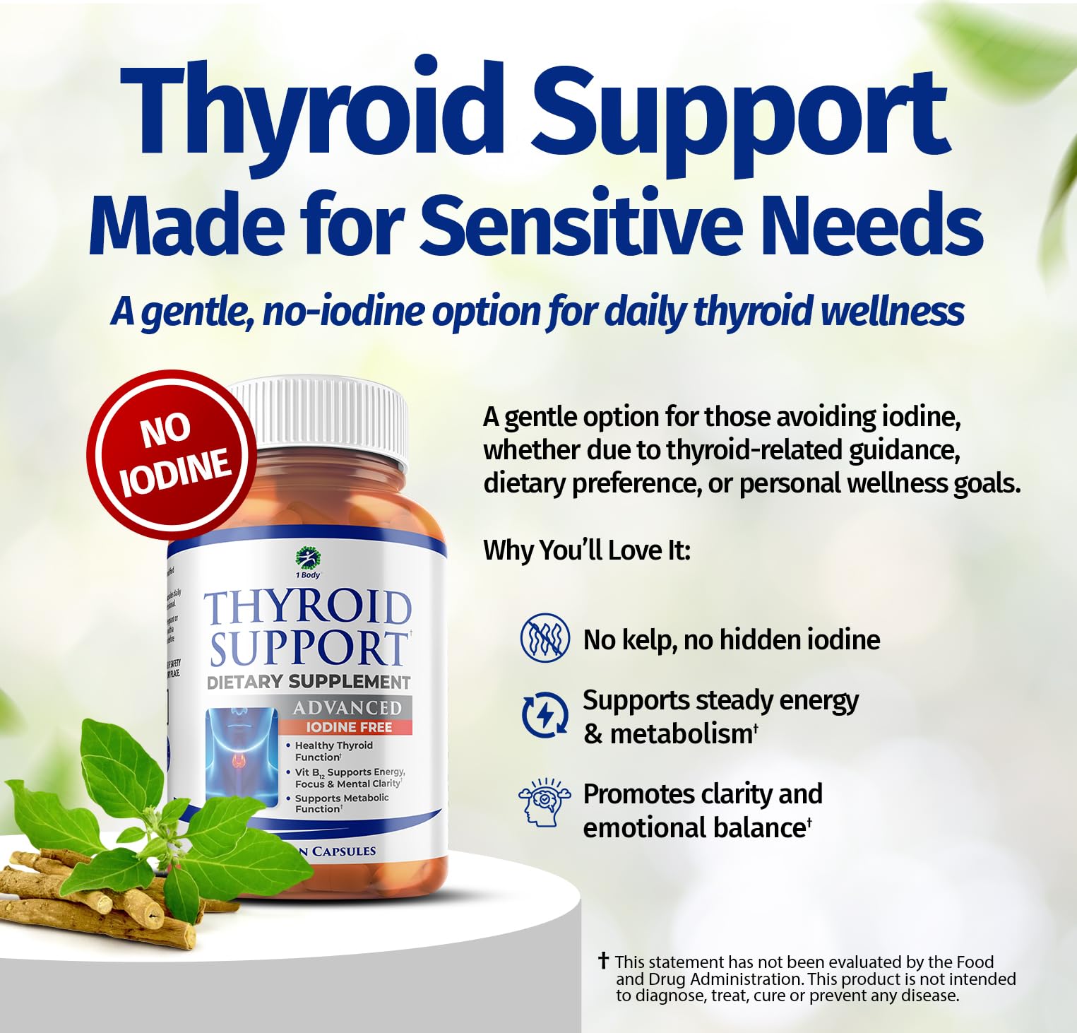 L-Tyrosine and Ashwagandha ingredients for thyroid support