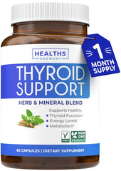 Thyroid support with iodine non-GMO bottle on white background