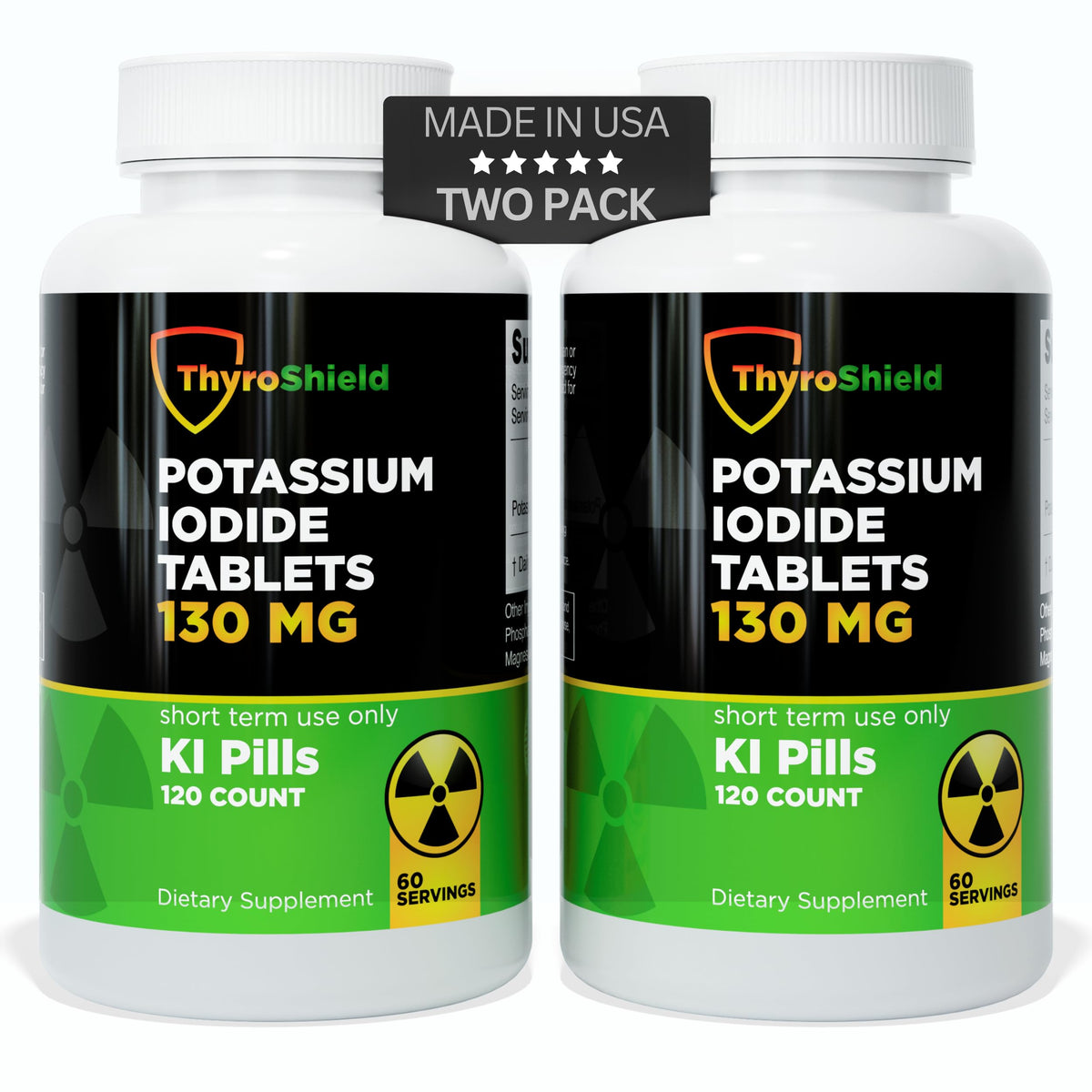 ThyroShield 130 mg potassium iodide tablets bottle front label
