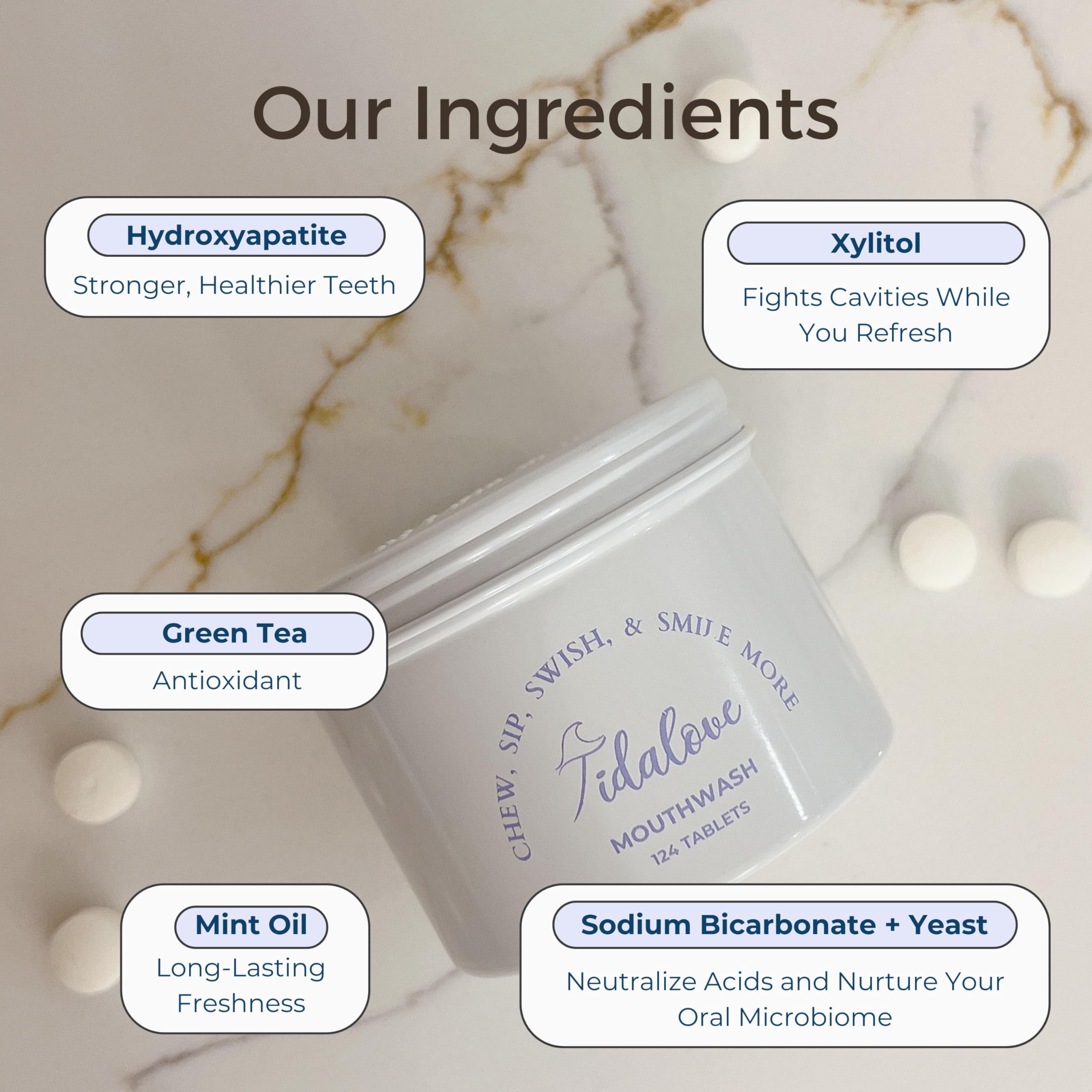 Reusable aluminum tin packaging for Tidalove Mouthwash Tablets