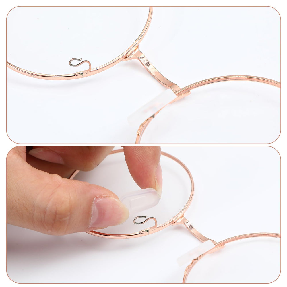 Anti-slip silicone nose pads on eyeglasses