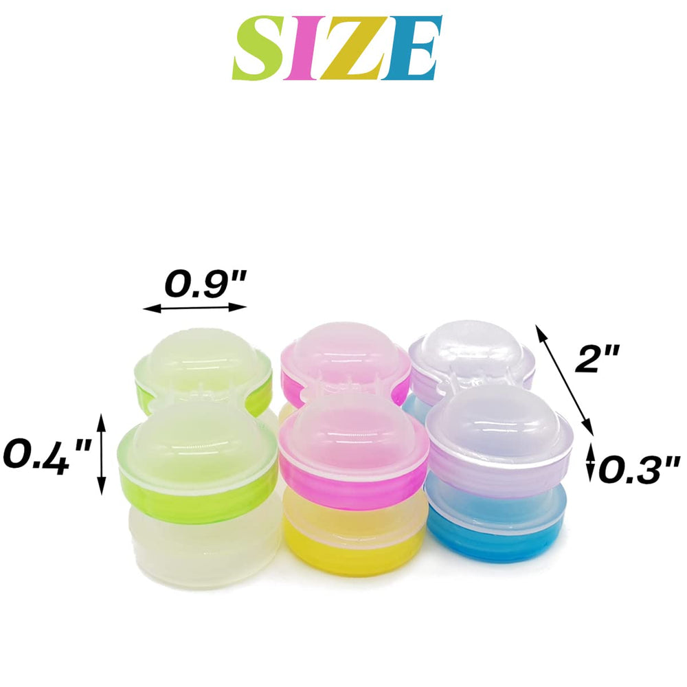 Six color contact lens cases with L and R screw-top lids
