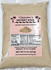 Packaging of Tikaram's Instant Kava Powder, half-pound from Fiji Islands