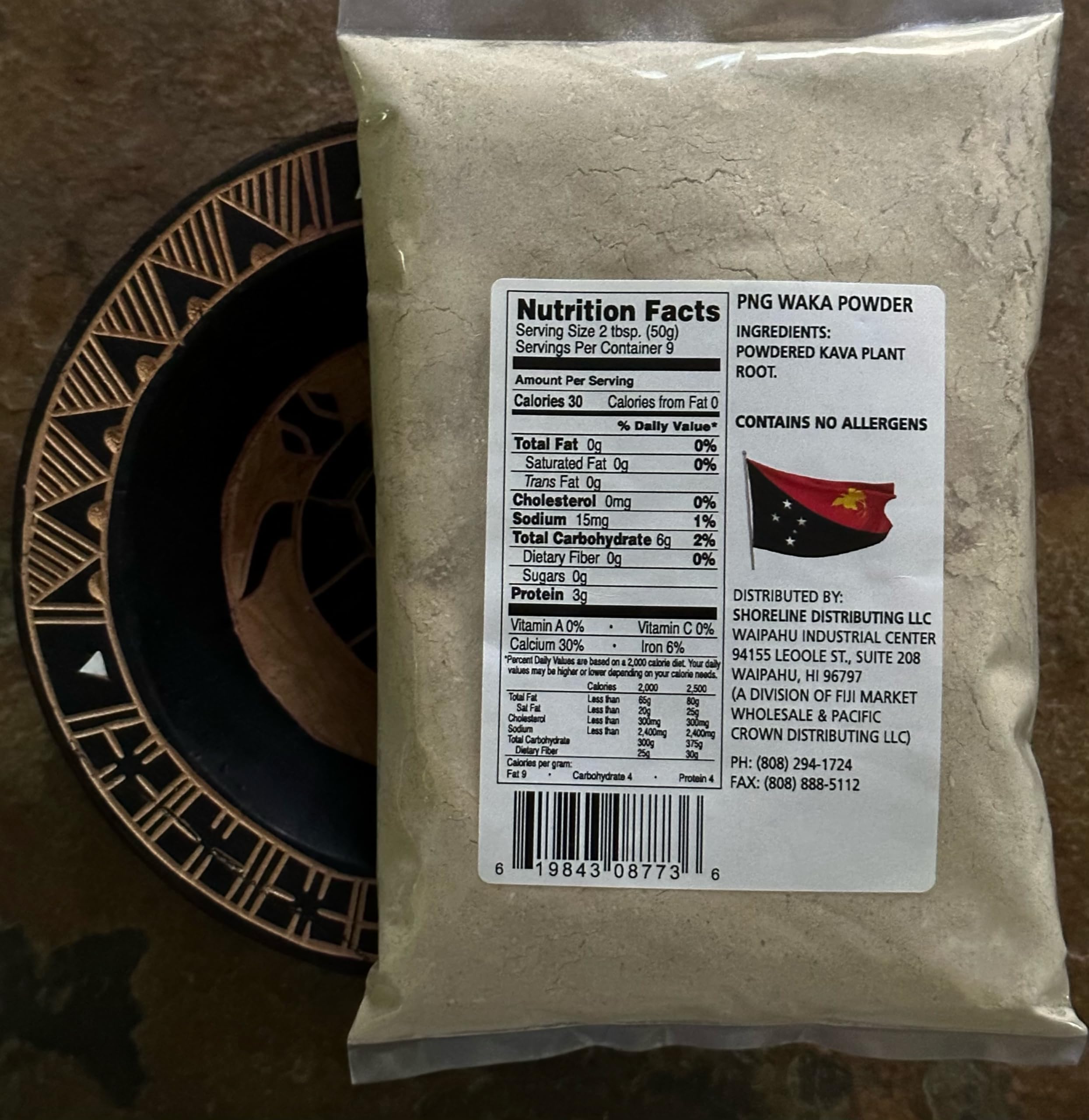 Tikaram PNG Kava Waka Powder packaging