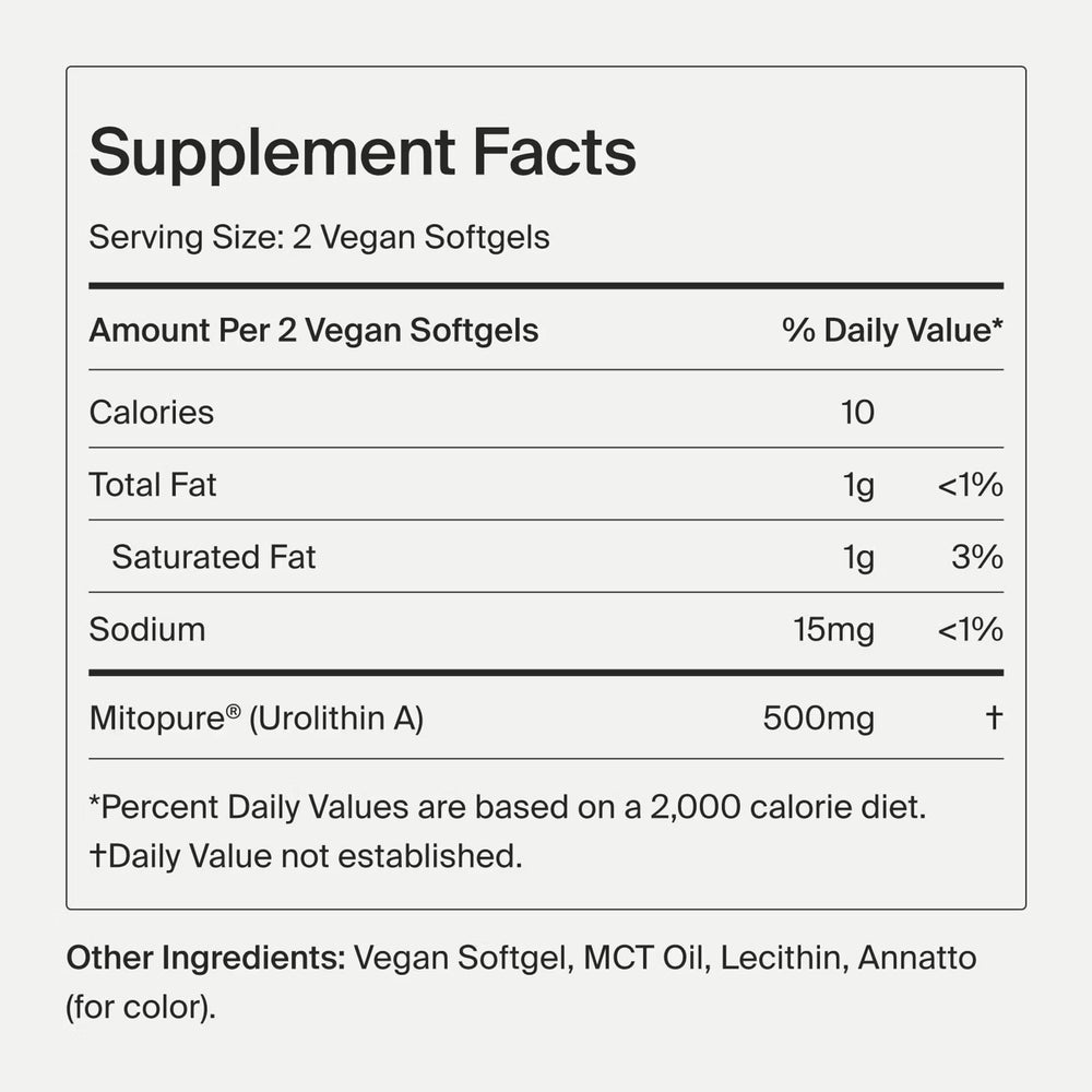 Bottle of Timeline Mitopure Urolithin A Softgels