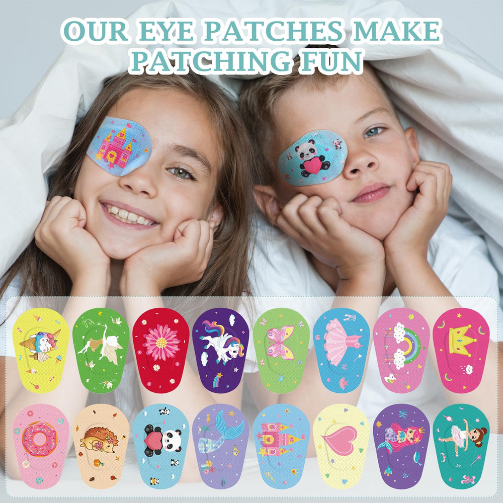 Eye patches with secure adhesive backing designed for kids