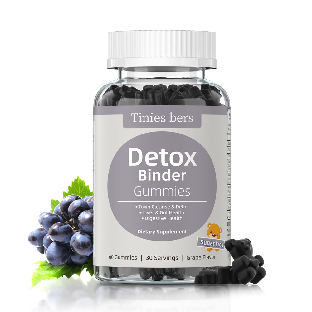 Tinies bers Detox Binder Gummies bottle front shows convenient detox support for daily health