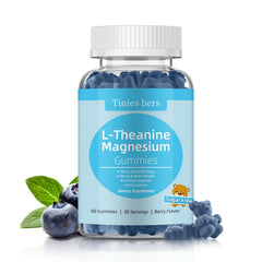 Bottle of Tinies bers L-Theanine Gummies Berry Flavor – 60 count