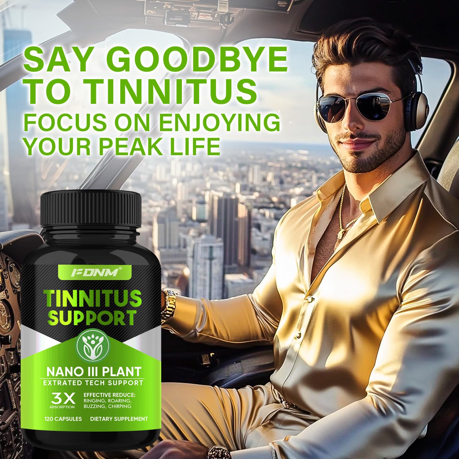 Tinnitus Relief bottle with label and packaging