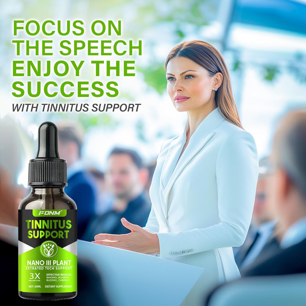 Front view of Tinnitus Relief Drops bottle with label