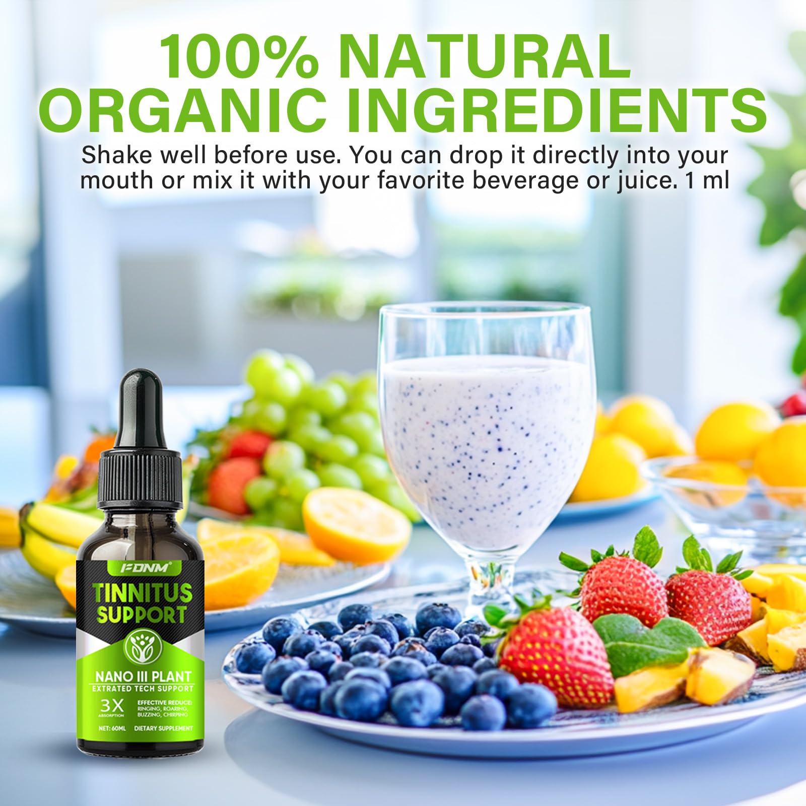 Packaging and included 60 ml bottle with drops