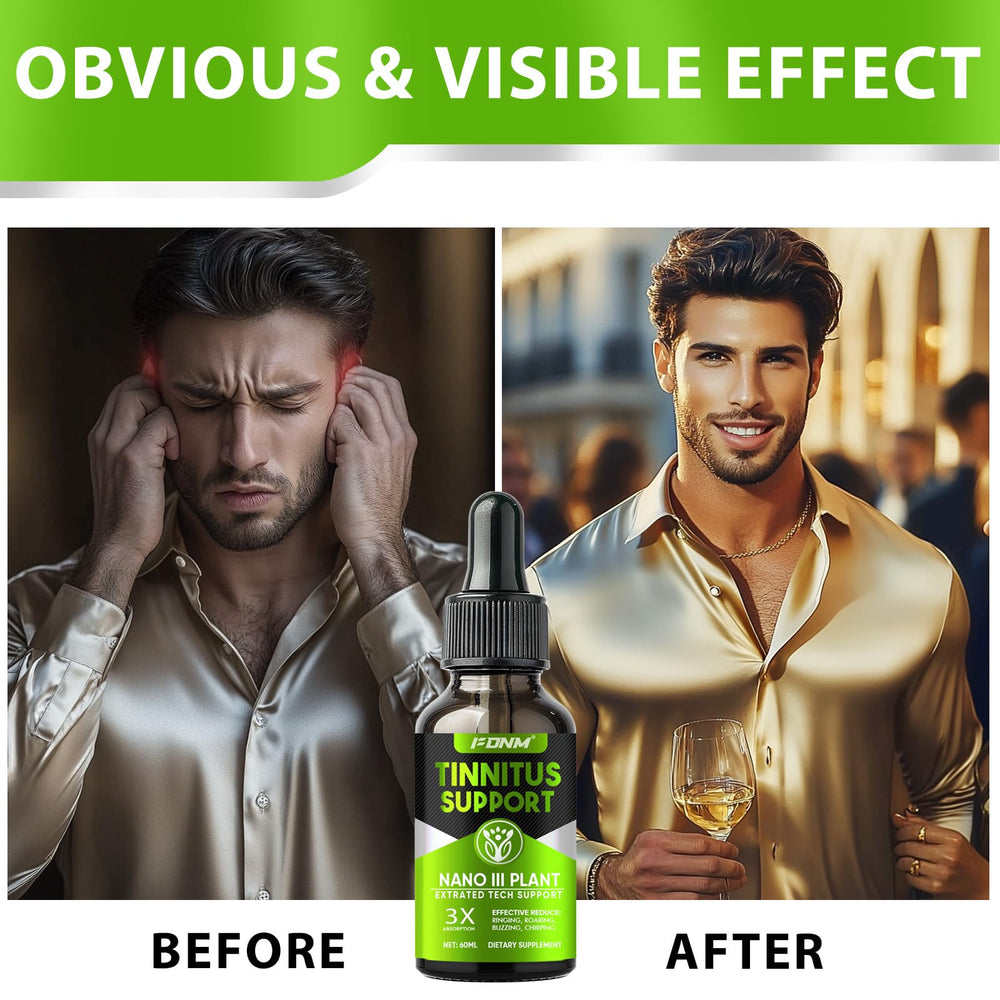 Non-GMO label on tinnitus relief bottle