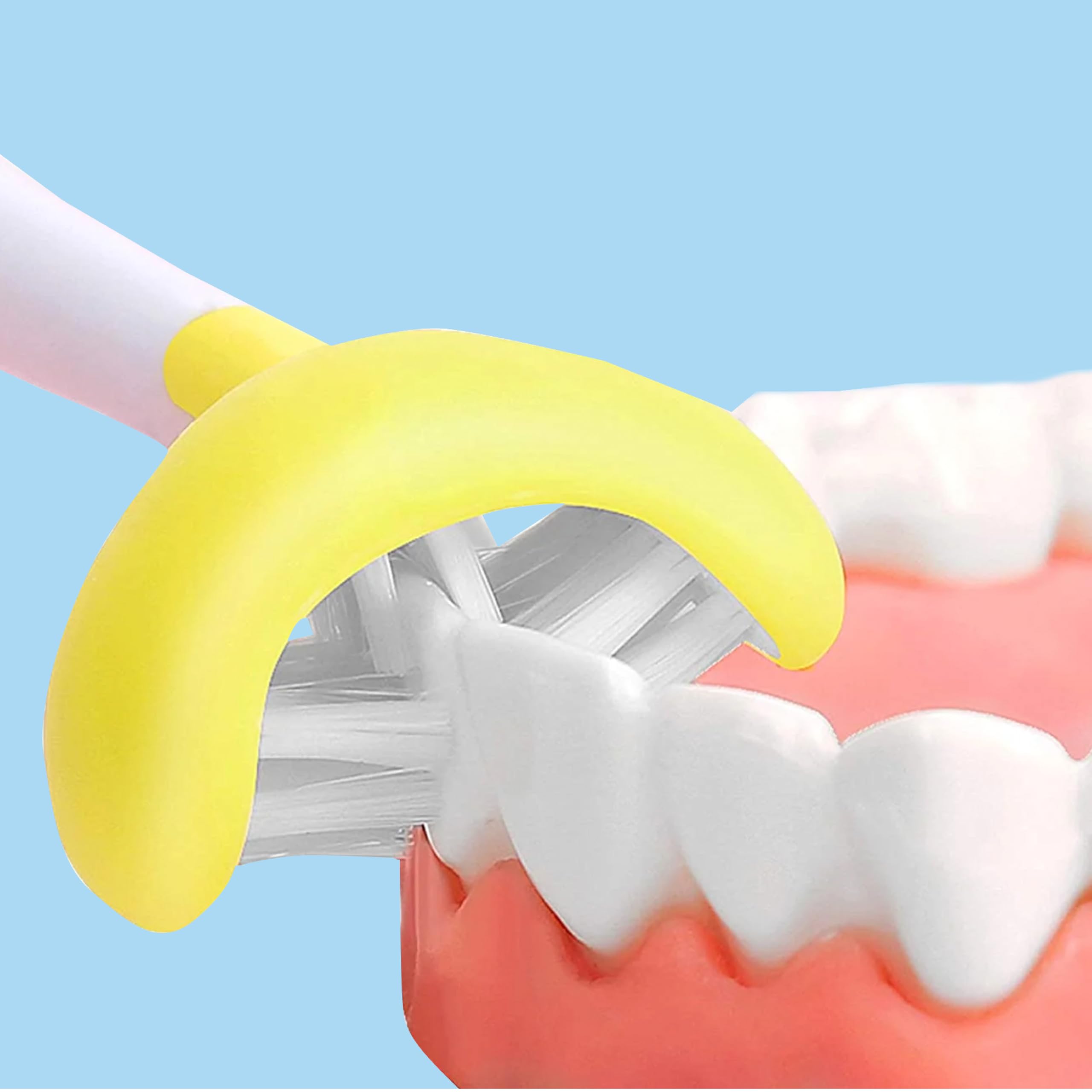 Blue TinyGums 3-Sided Toddler Toothbrush - angled view