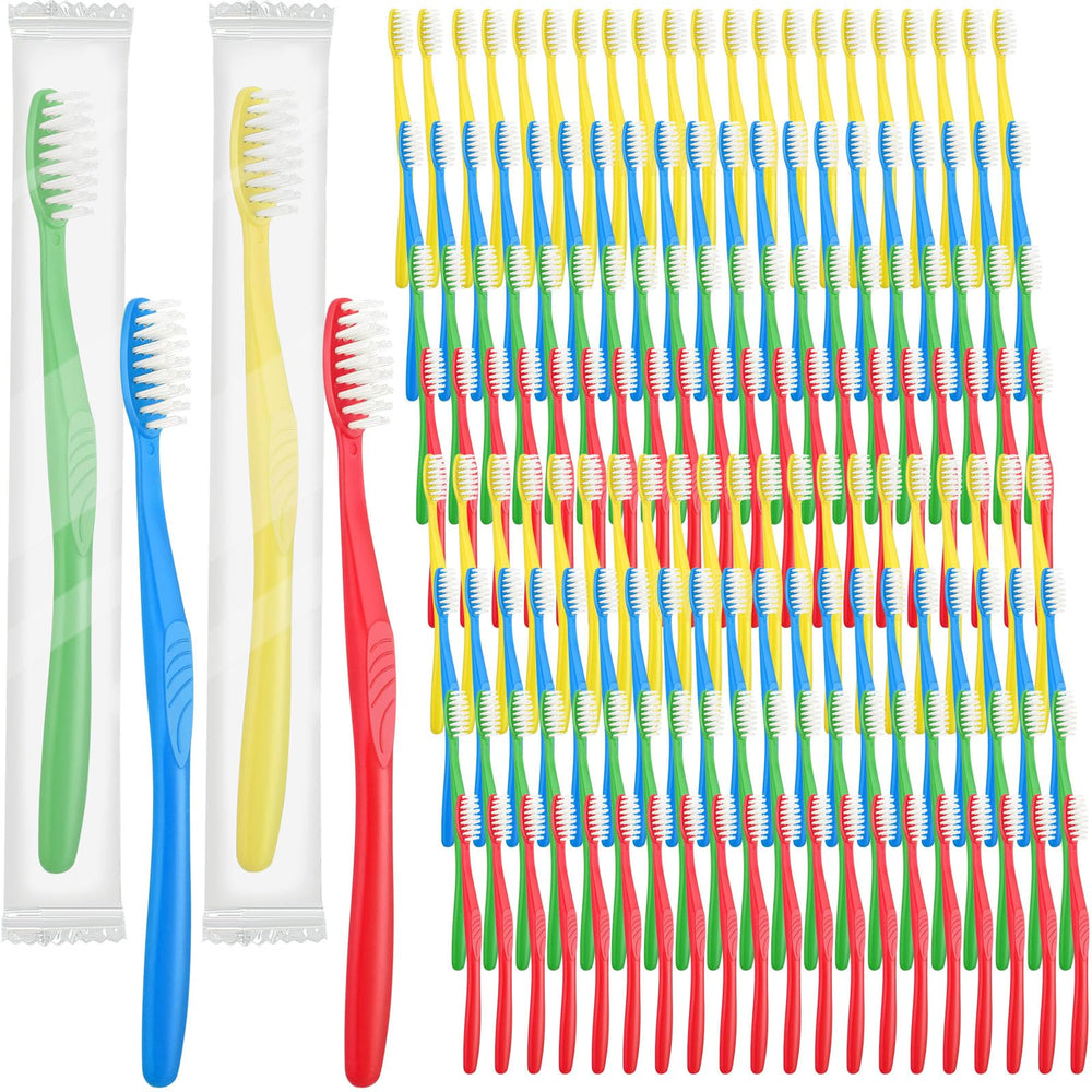 Tioncy bulk 500-pack disposable toothbrushes in assorted colors
