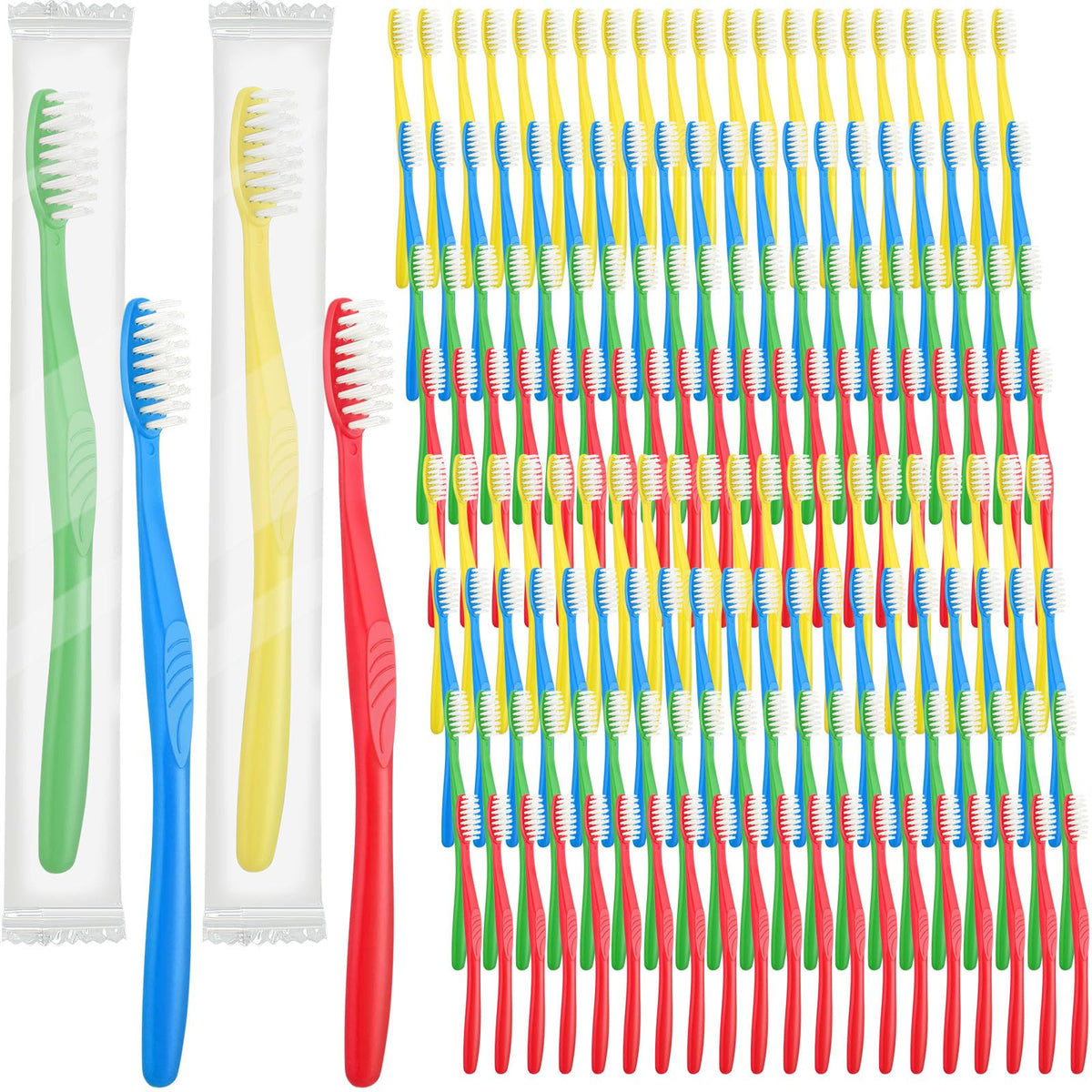 Tioncy bulk 500-pack disposable toothbrushes in assorted colors