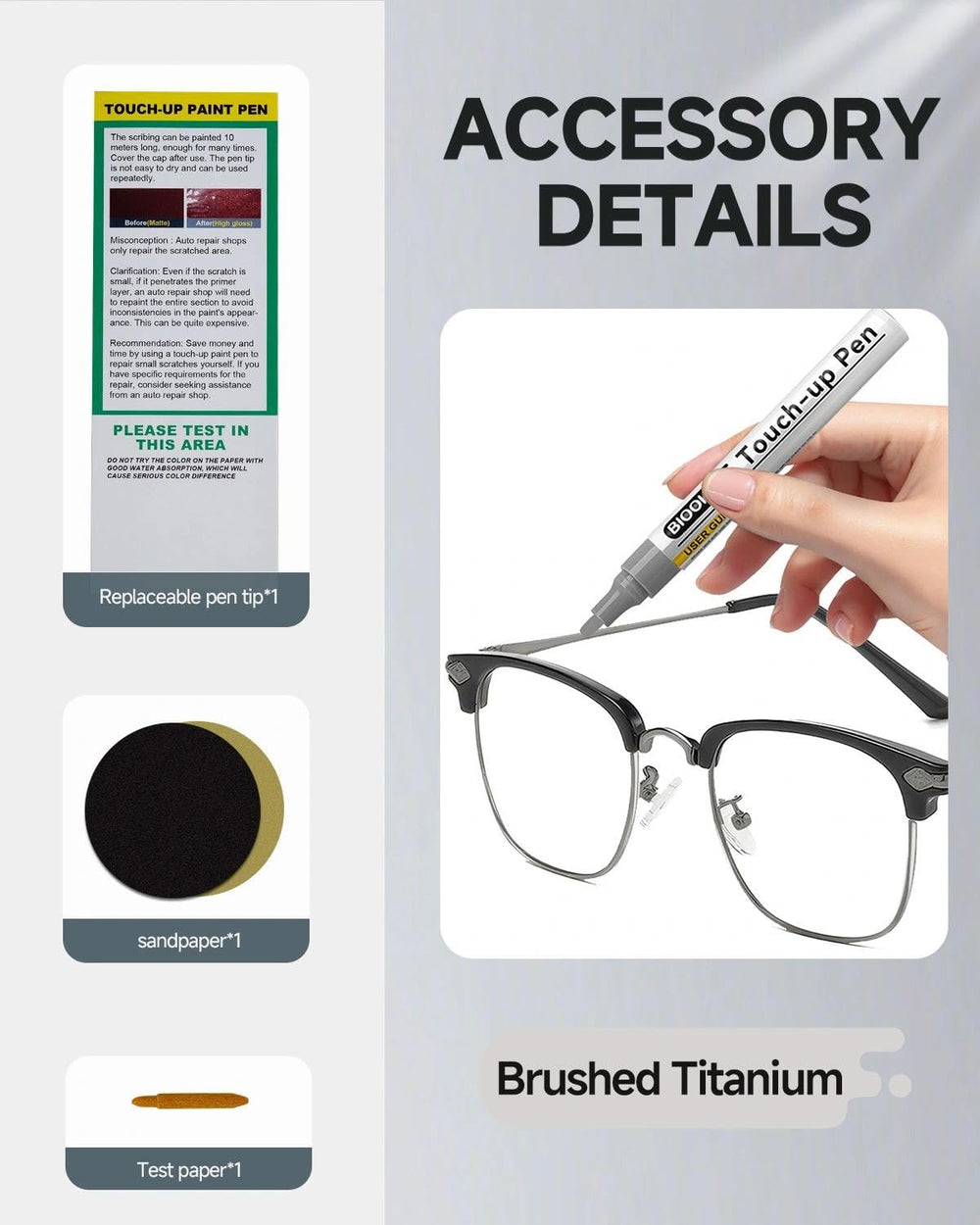 Included extra nib for extended use with the touch up pen