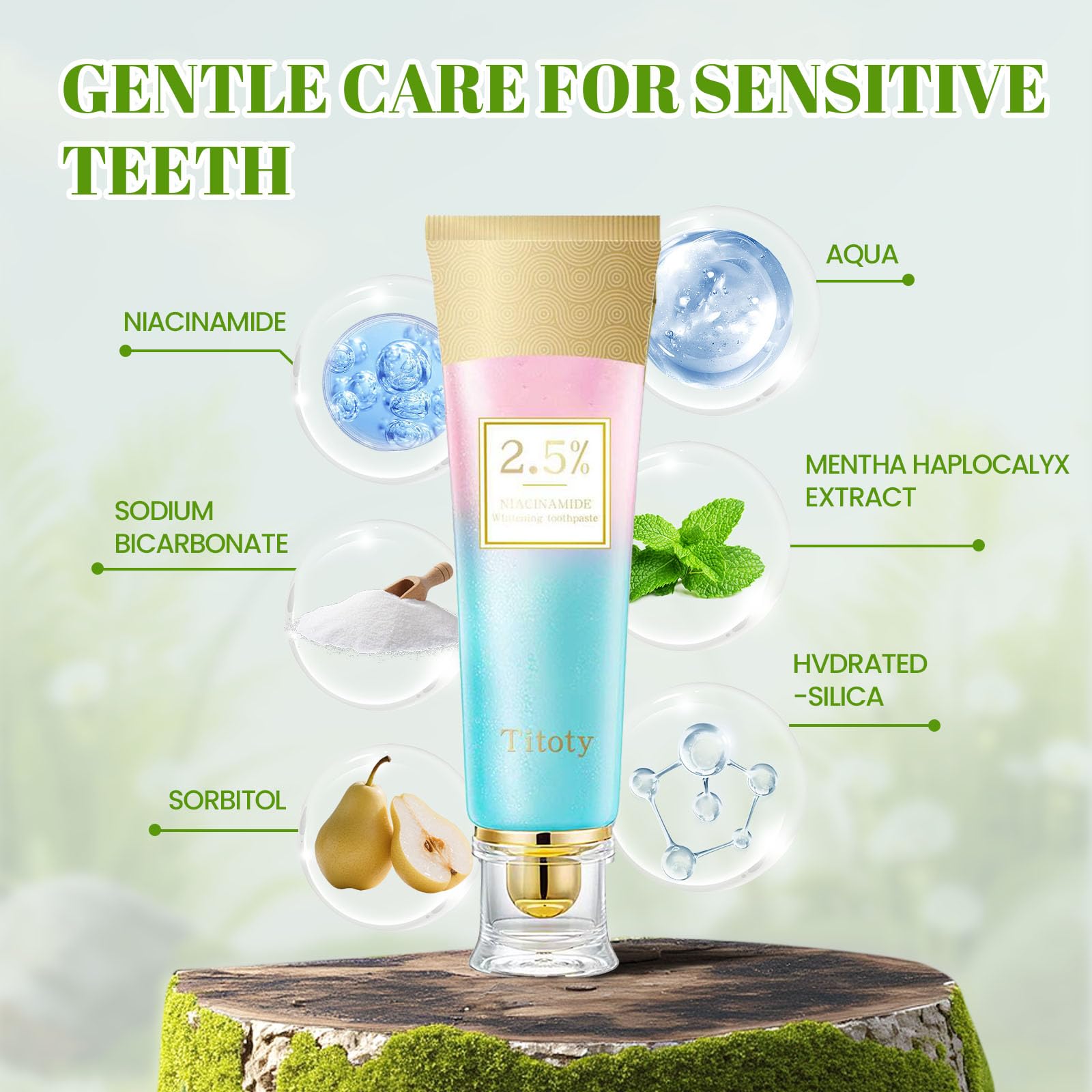 Fluoride-free Titoty toothpaste providing enamel repair