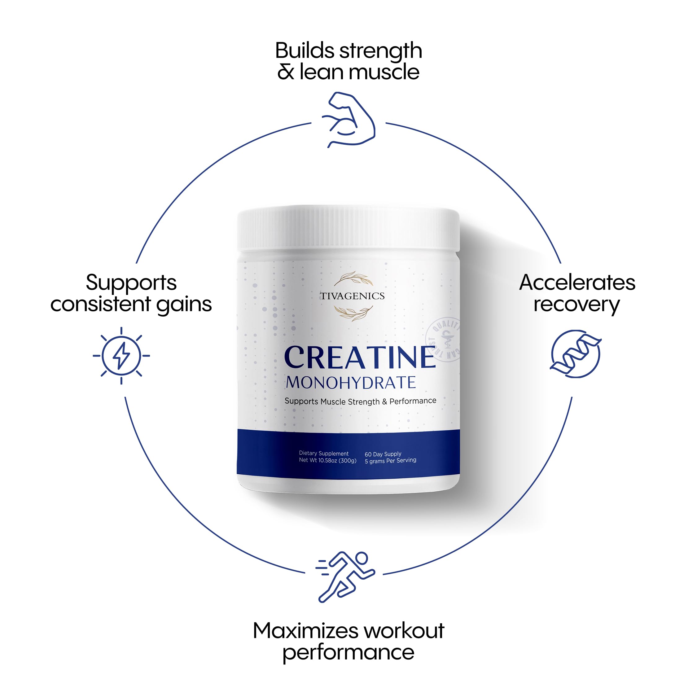 Scoop of TIVAGENICS Creatine Monohydrate powder