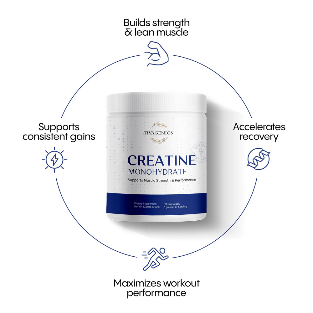 Scoop of TIVAGENICS Creatine Monohydrate powder