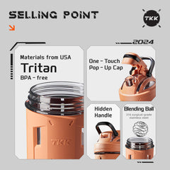 TKK Blender Shaker with One-Touch Lid for quick on-the-go hydration