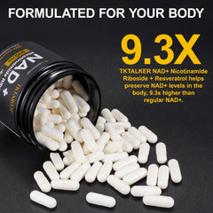 Label close-up of TKTALKER NAD bottle