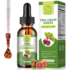 TMG 1000mg liquid drops blood orange flavor bottle, 2 oz