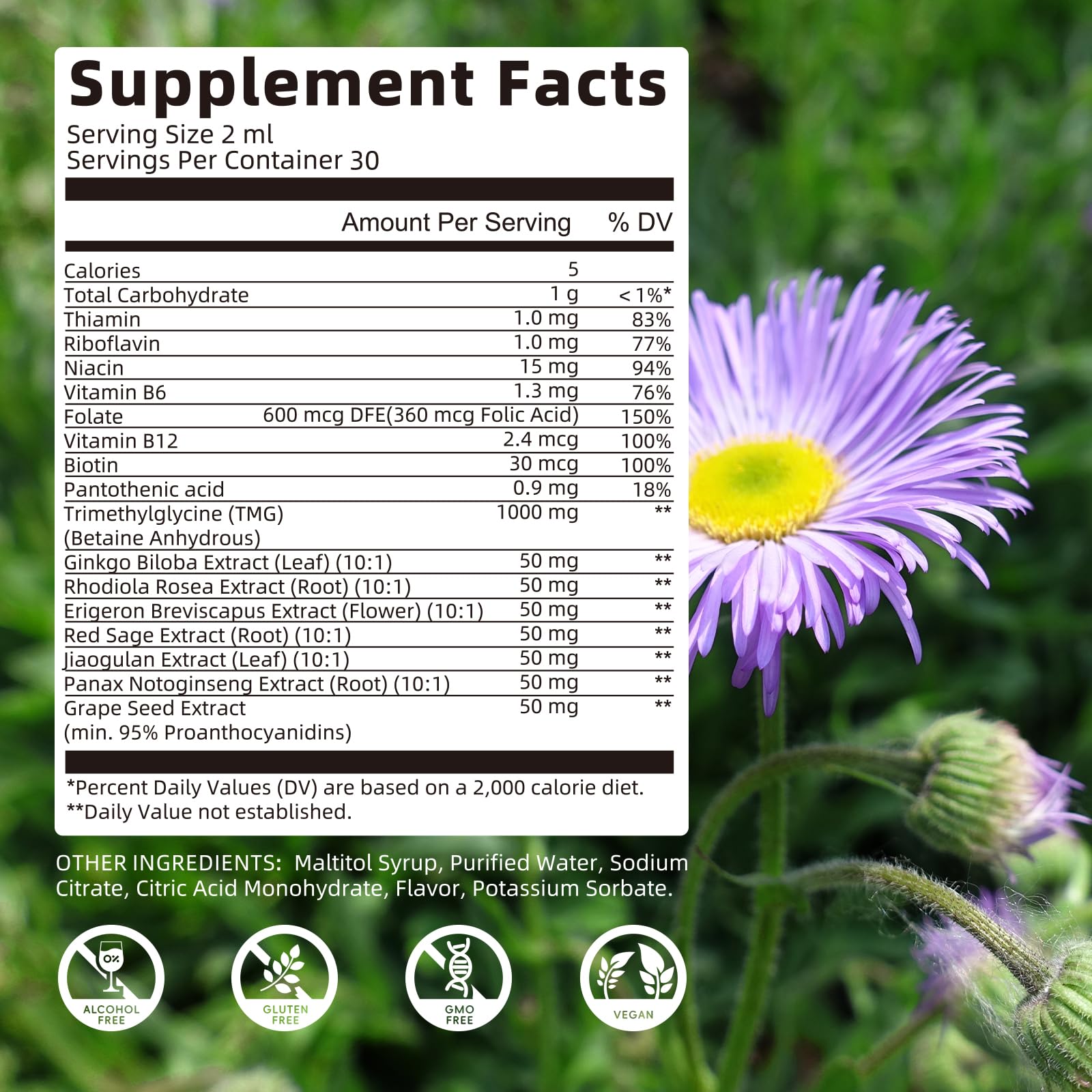 Close-up of TMG liquid drops bottle