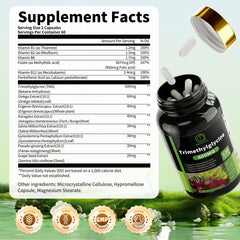 TMG capsules showing ginkgo biloba extract and vitamin B6 ingredients