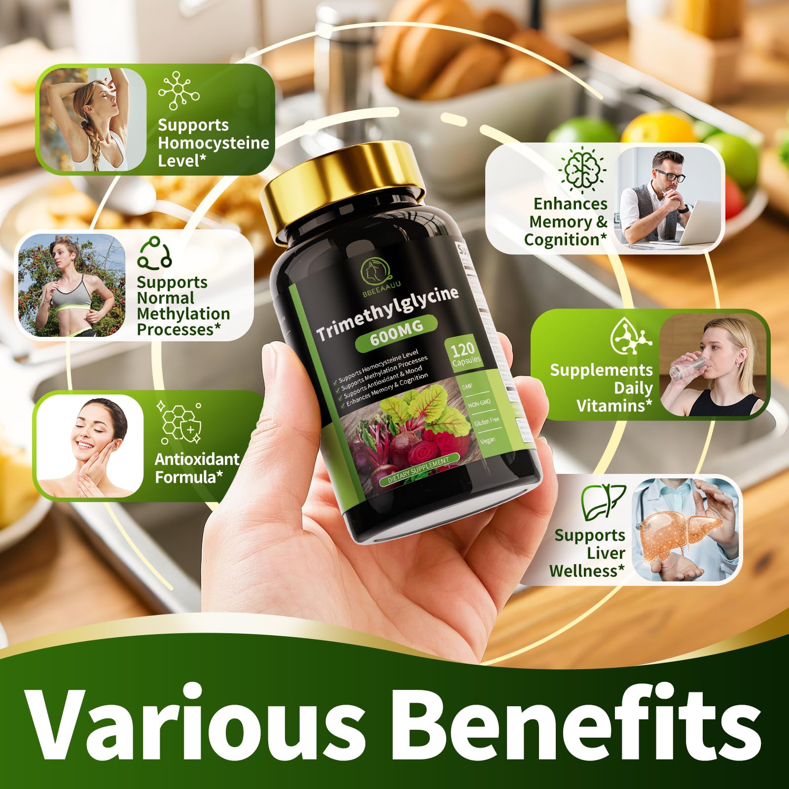 Non-GMO, vegan friendly TMG supplement