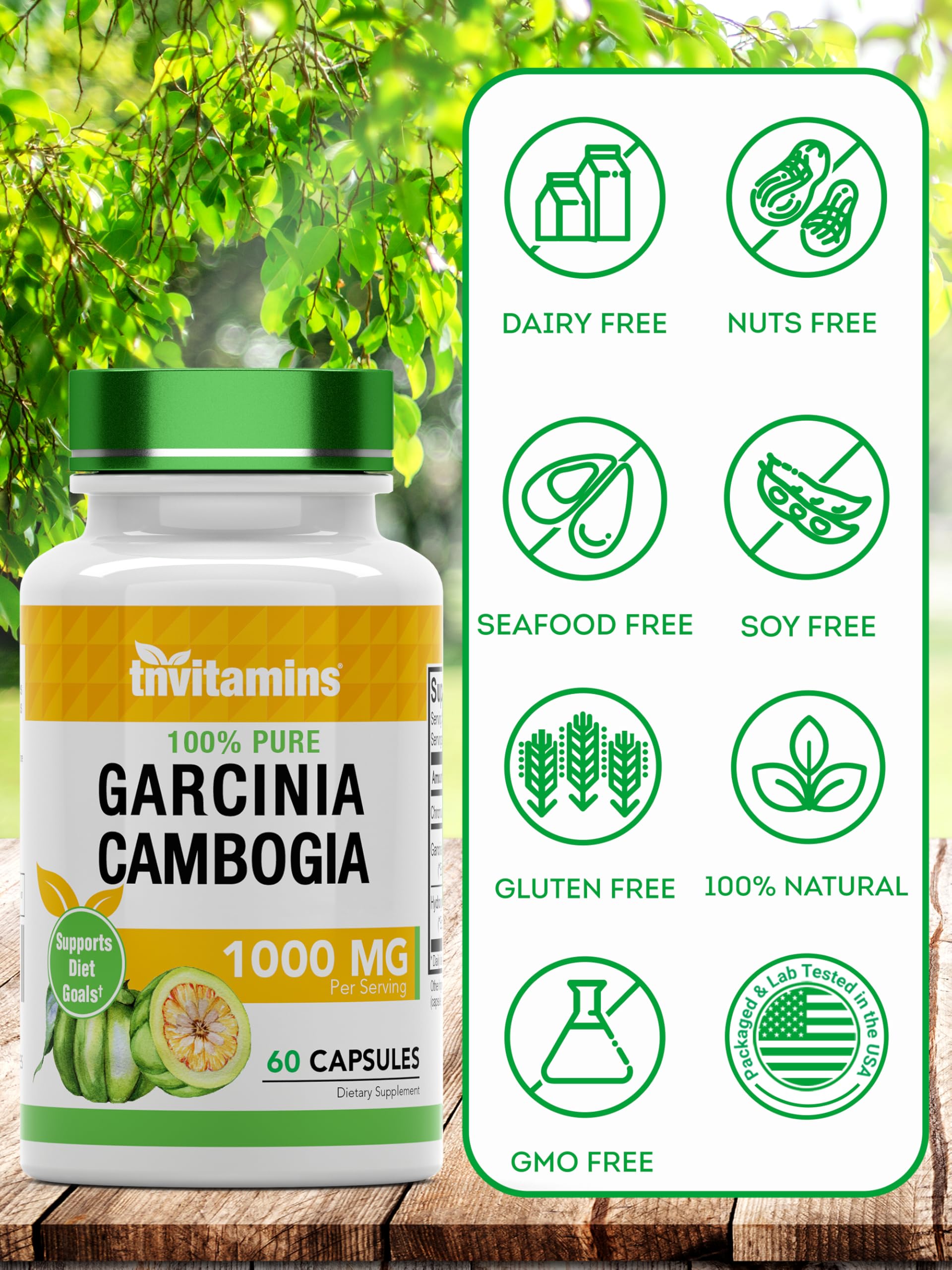 tnvitamins Garcinia Cambogia product with chromium icon indicating mineral support.