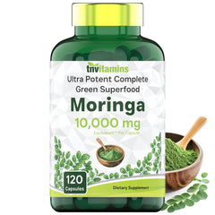 TNVitamins Moringa Capsules bottle label with 120 capsules
