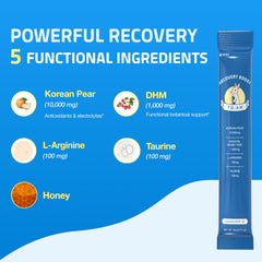 Korean Pear, DHM and electrolytes formula on label