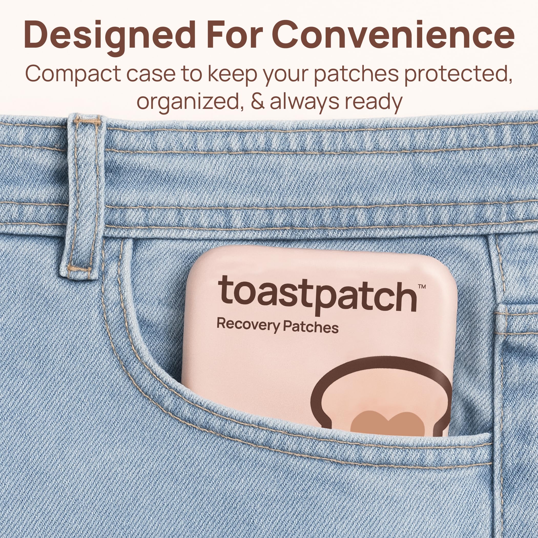 Toastpatch travel tin and packaging on a countertop