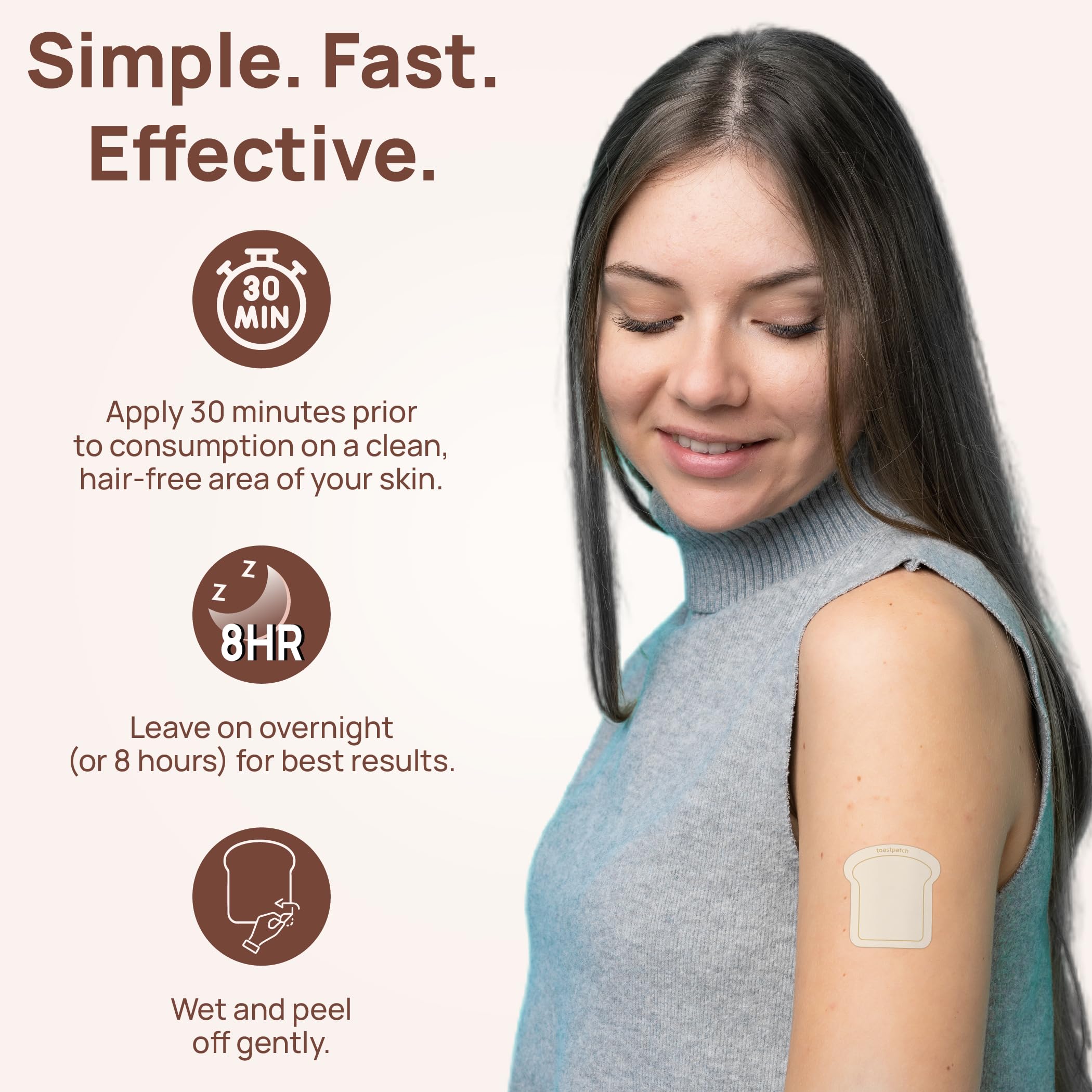 Overnight wear with Toastpatch on skin for morning recovery