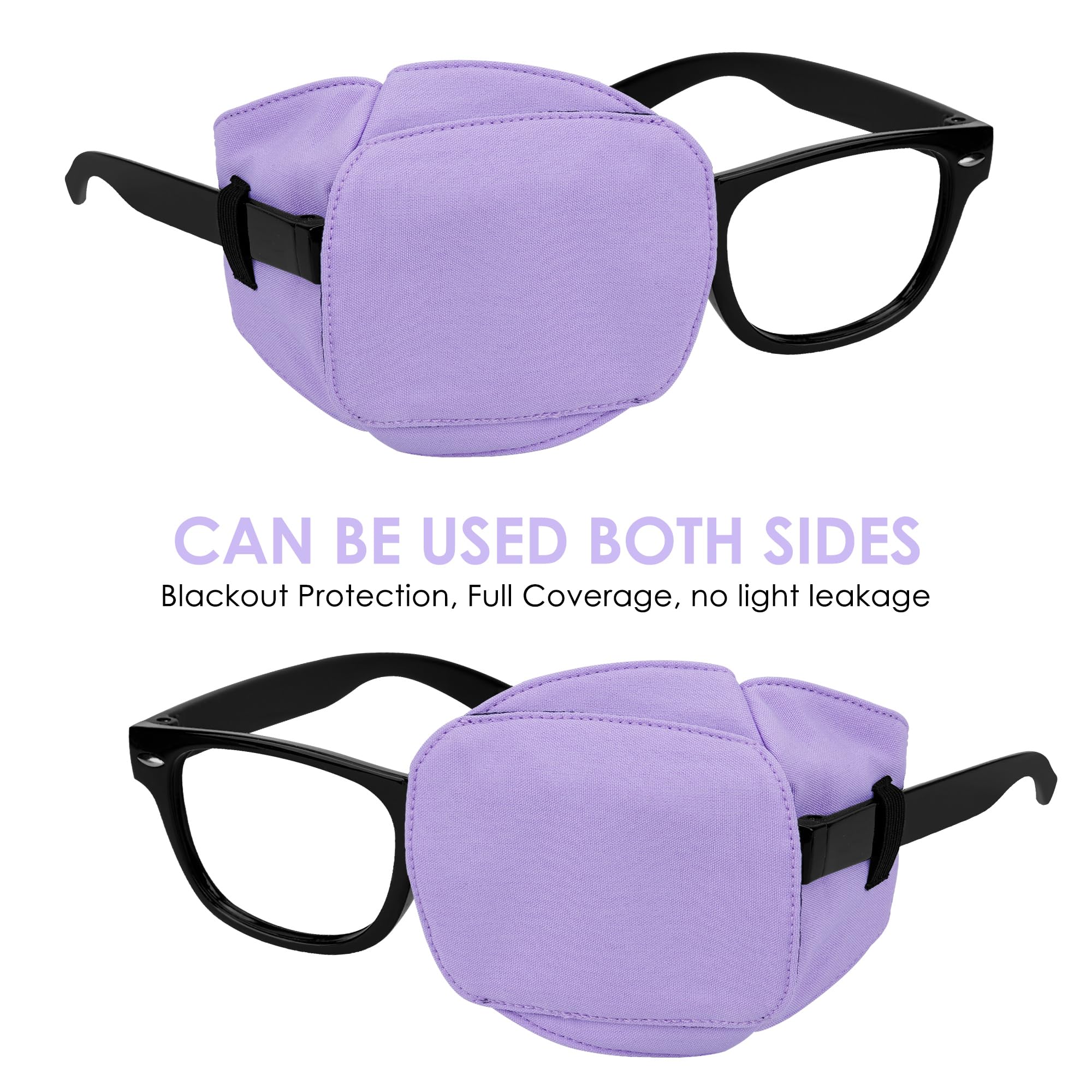 Eye patch clip designed to attach to eyeglass frames in purple