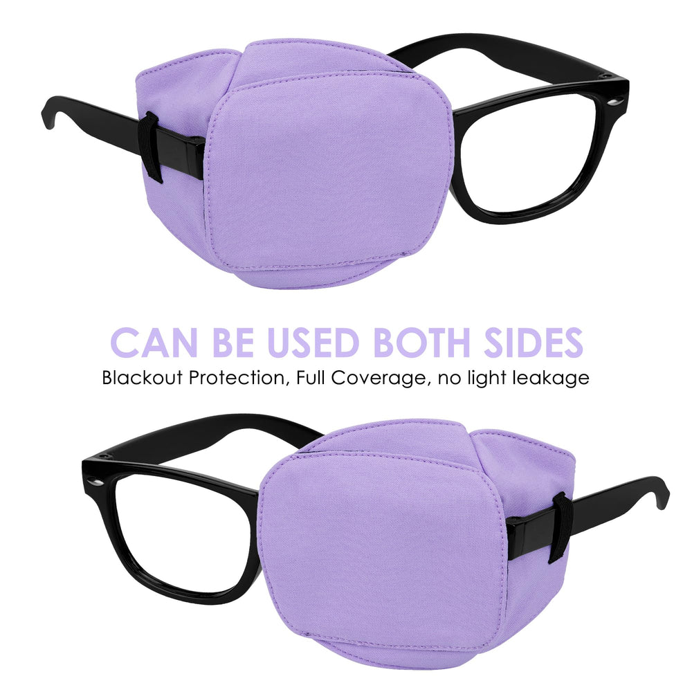 Eye patch clip designed to attach to eyeglass frames in purple