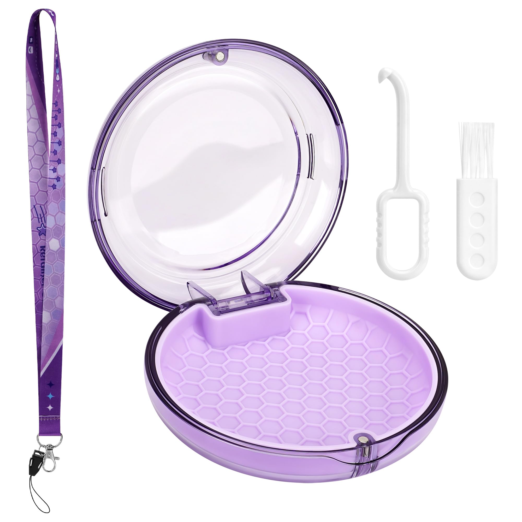 Purple TOCCOOL retainer case with hanging rope designed to prevent loss
